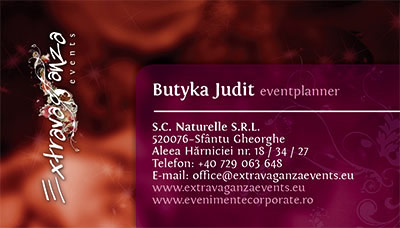 Extravaganza Events business card graphic design